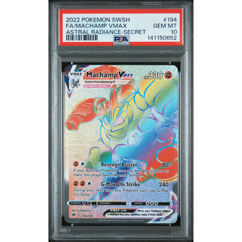 2022 POKEMON ASTRAL RADIANCE MACHAMP VMAX SECRET 194/189 PSA 10