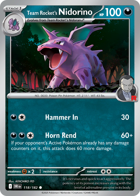 Team Rocket's Nidorino - 118/182