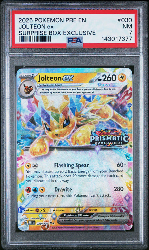 2025 POKEMON JOLTEON EX SURPRISE BOX EXCLUSIVE 030/108 PSA 7