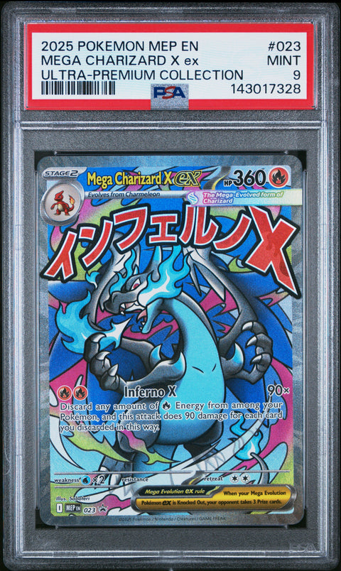 2025 POKEMON MEGA CHARIZARD X EX ULTRA-PREMIUM COLLECTION MEP 023 PSA 9