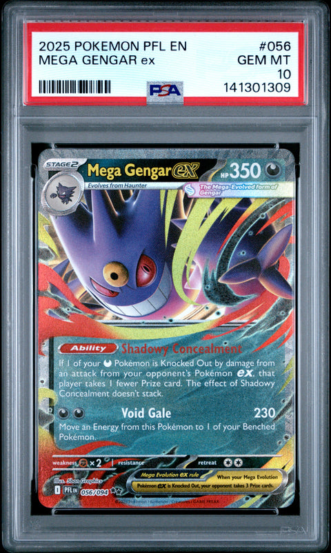 2025 POKEMON PFL EN-PHANTASMAL FLAMES MEGA GENGAR EX 056/094 PSA 10