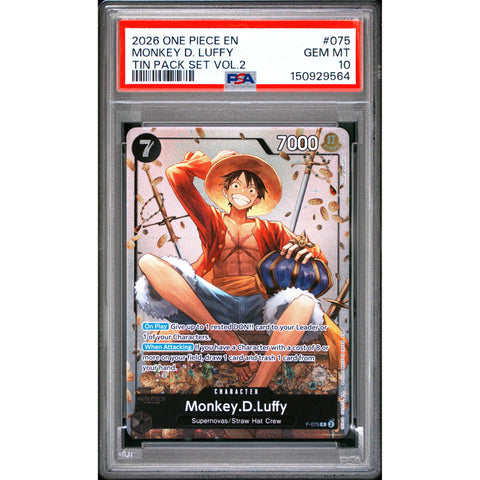 2026 ONE PIECE ONE PIECE PROMOS MONKEY D. LUFFY TIN PACK SET VOL.2 075 PSA 10