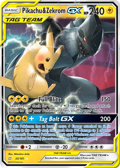 Pikachu & Zekrom GX - 33/181