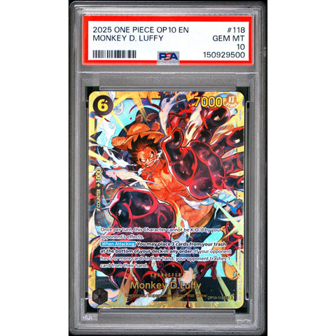 2025 ONE PIECE ONE PIECE OP10-ROYAL BLOOD MONKEY D. LUFFY OP10-118 PSA 10