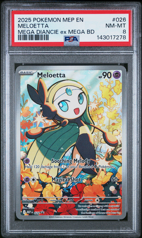 2025 POKEMON MELOETTA MEGA DIANCIE EX MEGA BATTLE DECK 026 PSA 8