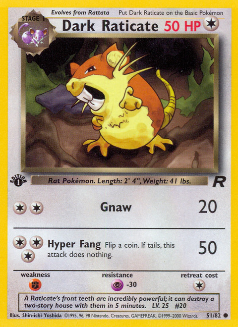 Dark Raticate - 51/82 (1st Edition)