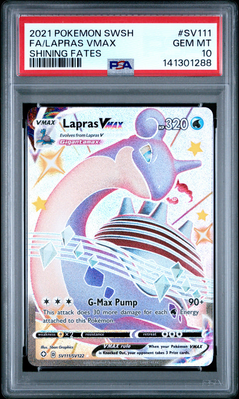 2021 POKEMON SHINING FATES LAPRAS VMAX SV111/072 PSA 10