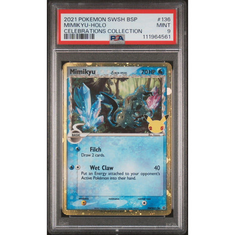 2021 POKEMON SWORD SHIELD PROMO MIMIKYU HOLO SWSH136 PSA 9