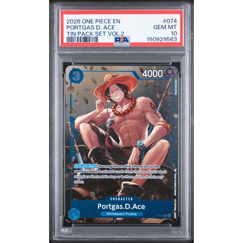 2026 ONE PIECE ONE PIECE PROMOS PORTGAS D. ACE TIN PACK SET VOL.2 074 PSA 10