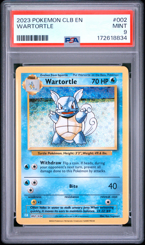 2023 POKEMON WARTORTLE CLB 002/034 PSA 9