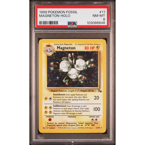1999 POKEMON FOSSIL MAGNETON HOLO 11/62 PSA 8