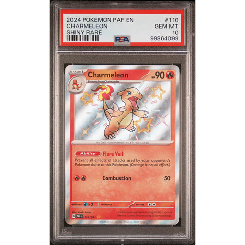 2024 POKEMON PALDEAN FATES CHARMELEON SHINY RARE 110/091 PSA 10