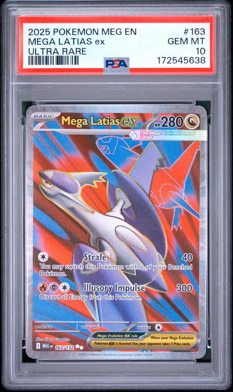 2025 POKEMON MEGA EVOLUTION MEGA LATIAS EX ULTRA RARE 163/132 PSA 10