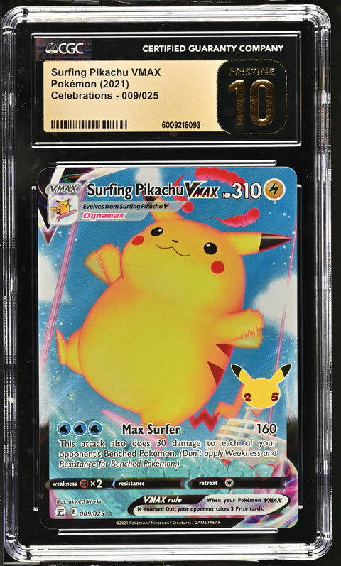 2021 POKEMON CELEBRATIONS SURFING PIKACHU VMAX HOLO 009/025 CGC PRISTINE 10