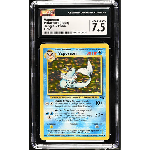 1999 POKEMON JUNGLE VAPOREON HOLO 12/64 CGC 7.5
