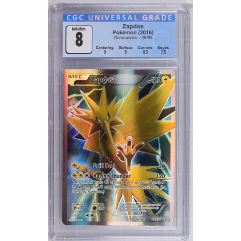 2016 POKEMON GENERATIONS ZAPDOS 29/83 CGC 8