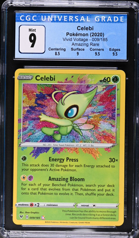 2020 POKEMON VIVID VOLTAGE CELEBI AMAZING RARE HOLO 009/185 CGC 9