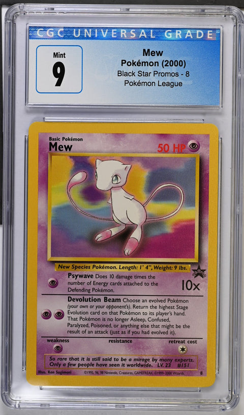 2000 POKEMON BLACK STAR PROMOS MEW POKEMON LEAGUE 8 CGC 9