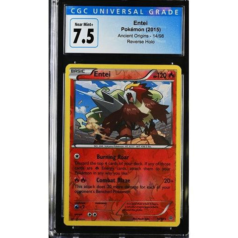 2015 POKEMON ANCIENT ORIGINS ENTEI REVERSE HOLO 14/95 CGC 7.5