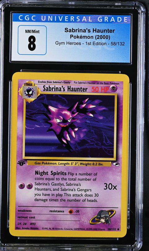 2000 POKEMON GYM HEROES - 1ST ED. SABRINA'S HAUNTER 58/132 CGC 8