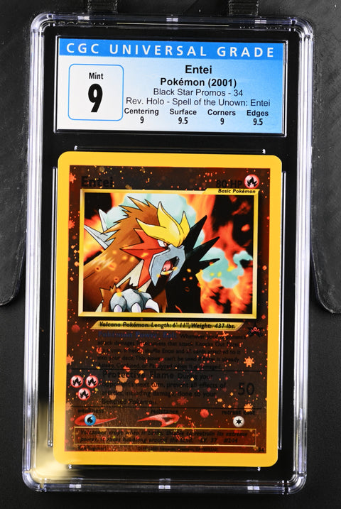 2001 POKEMON BLACK STAR PROMOS ENTEI SPELL OF THE UNOWN: 34 CGC 9