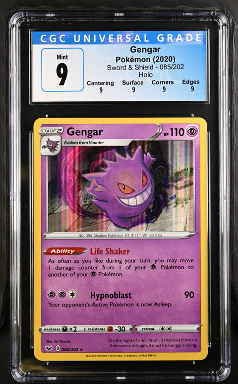 2020 POKEMON SWORD & SHIELD GENGAR HOLO 085/202 CGC 9