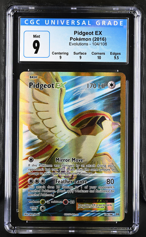 2016 POKEMON EVOLUTIONS PIDGEOT EX ULTRA RARE HOLO 104/108 CGC 9