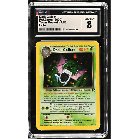 2000 POKEMON TEAM ROCKET DARK GOLBAT HOLO 7/82 CGC 8