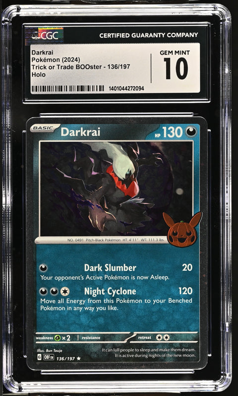 2024 POKEMON TRICK OR TRADE BOOSTER DARKRAI HOLO 136/197 CGC 10