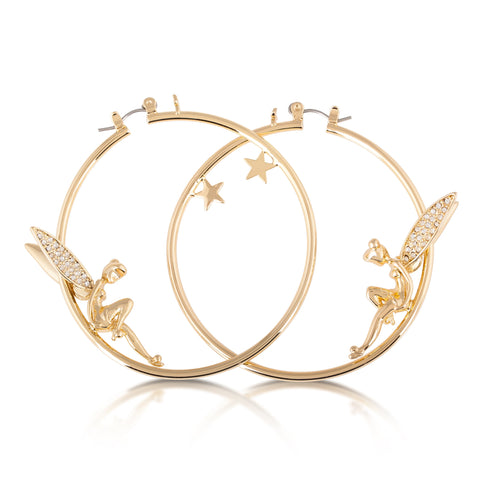 Disney Tinker Bell Hoop Earrings - Gold