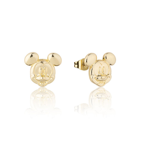 Gold Mickey Mouse earrings on a white background by Couture kingdom