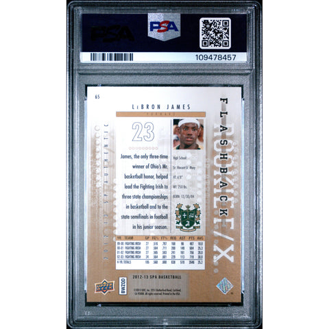 2012 SPORTS SP AUTHENTIC LEBRON JAMES 65 PSA 9