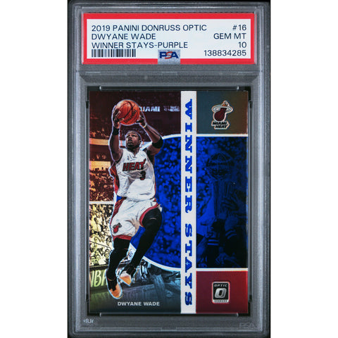 2019 PANINI PANINI DONRUSS OPTIC WINNER STAYS DWYANE WADE PURPLE 16 PSA 10