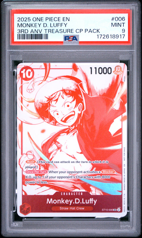 2025 ONE PIECE MONKEY D. LUFFY 006 PSA 9