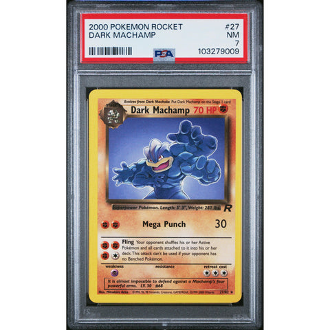 2000 POKEMON ROCKET DARK MACHAMP 27/82 PSA 7