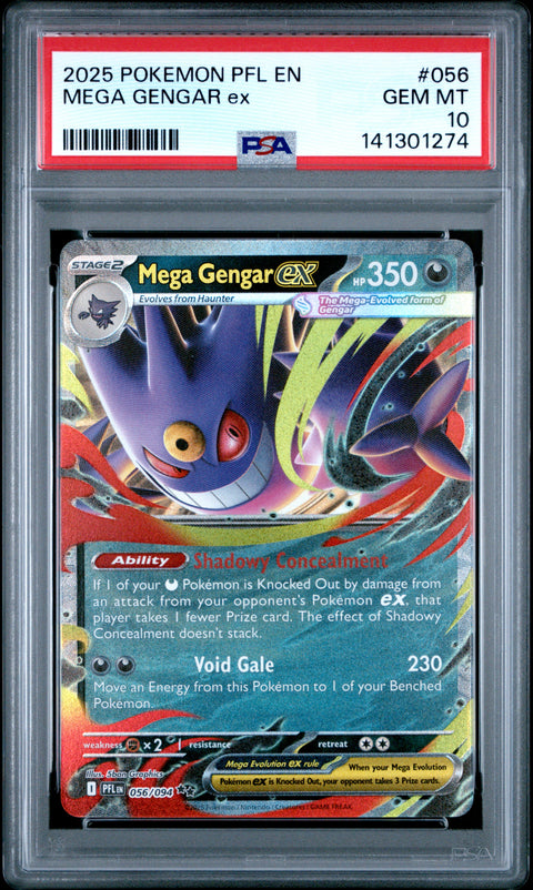 2025 POKEMON PFL EN-PHANTASMAL FLAMES MEGA GENGAR EX 056/094 PSA 10