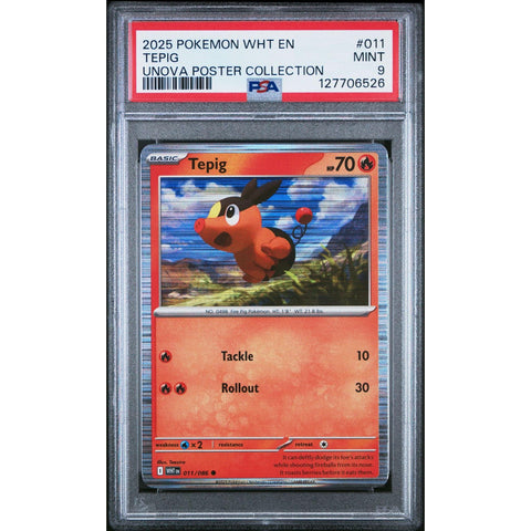 2025 POKEMON WHITE FLARE TEPIG UNOVA POSTER COLLECTION 011/086 PSA 9