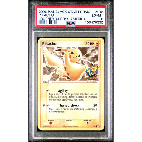 2006 POKEMON JOURNEY ACROSS AMERICA PROMO PIKACHU 012 PSA 6