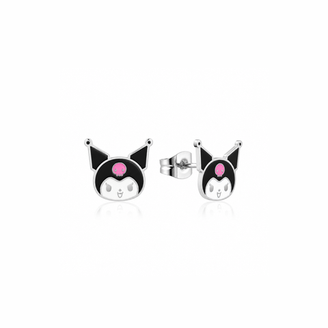 ECC Sanrio Kuromi Head Stud Earrings - Silver
