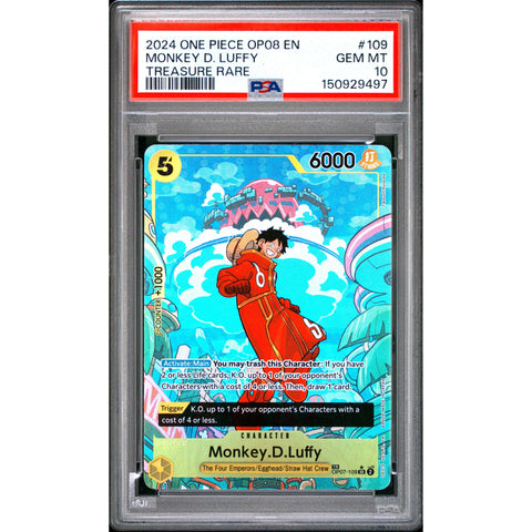 2024 ONE PIECE MONKEY D. LUFFY TREASURE RARE OP07-109 PSA 10