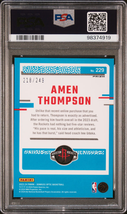 2023 PANINI PANINI DONRUSS OPTIC AMEN THOMPSON PREMIUM BOX SET 229 PSA 9
