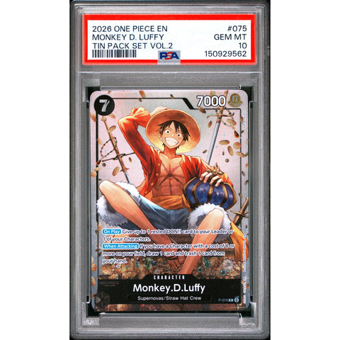 2026 ONE PIECE ONE PIECE PROMOS MONKEY D. LUFFY TIN PACK SET VOL.2 075 PSA 10