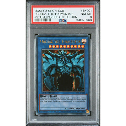 2023 YUGIOH OBELISK THE TORMENTOR EN001-110 PSA 8