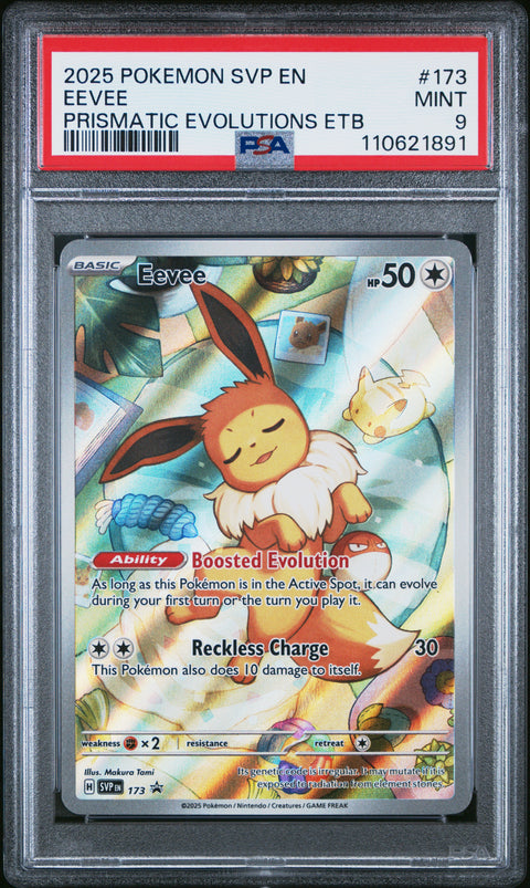 2025 POKEMON EEVEE PRISMATIC EVOLUTIONS ELITE TRAINER BOX SVP 173 PSA 9
