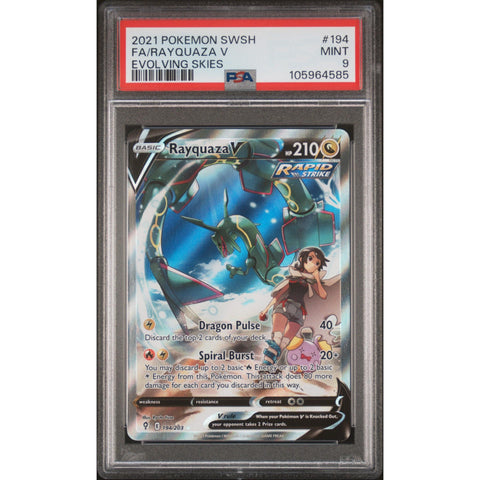 2021 POKEMON EVOLVING SKIES RAYQUAZA V ALTERNATE ART 194/203 PSA 9