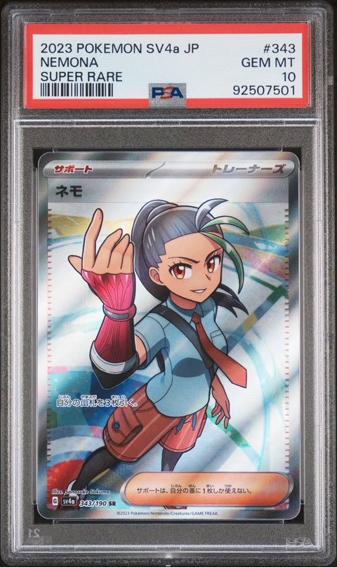 2023 POKEMON JAPANESE SV4A-SHINY TREASURE EX NEMONA SUPER RARE 343/190 PSA 10