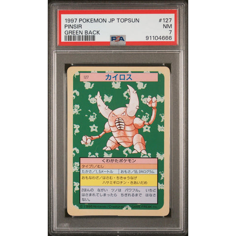 1997 POKEMON JPN TOPSUN PINSIR GREEN BACK 127 PSA 7