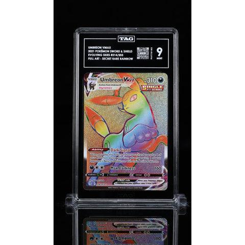 2021 POKEMON EVOLVING SKIES UMBREON SECRET RAINBOW 214/203 TAG 9