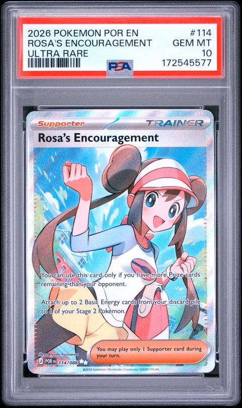2026 POKEMON POR EN-PERFECT ORDER ROSA'S ENCOURAGEMENT ULTRA RARE 114/088 PSA 10