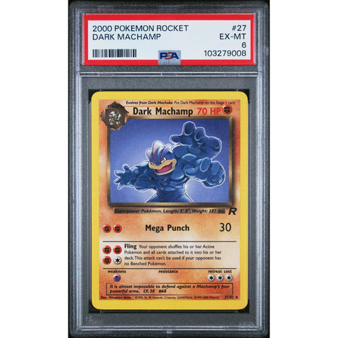 2000 POKEMON ROCKET DARK MACHAMP 27/82 PSA 6